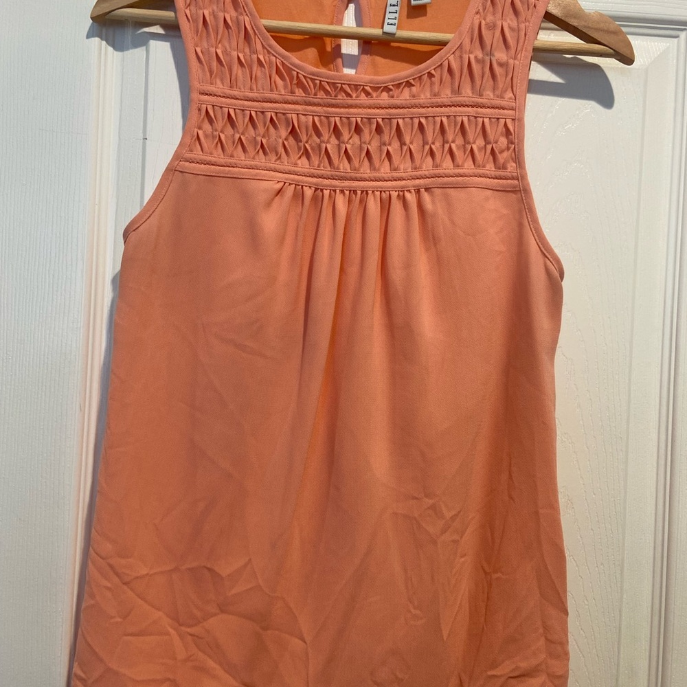 Elle Peach Smocked Yoke Sleeveless Camisole